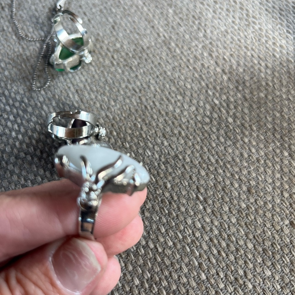 Set of 3 Silver and coloful stone  Ring bundle ! Purple one not included - Picture 9 of 10